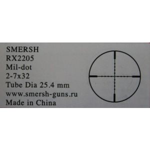 Прицел оптический SMERSH 2-7*32 Mil-dot d25.4mm